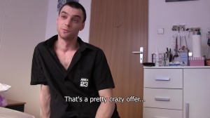 Instead of taking a loan this twink takes a cock