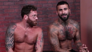 Bear Back: Inked Riley Mitchel and Rikk York facial scene