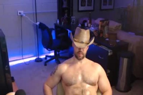 Cowboy man stroking With His large 10-Pounder In Live